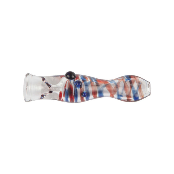 Colour Raked Glass One Hitter Pipe With Flat Mouth