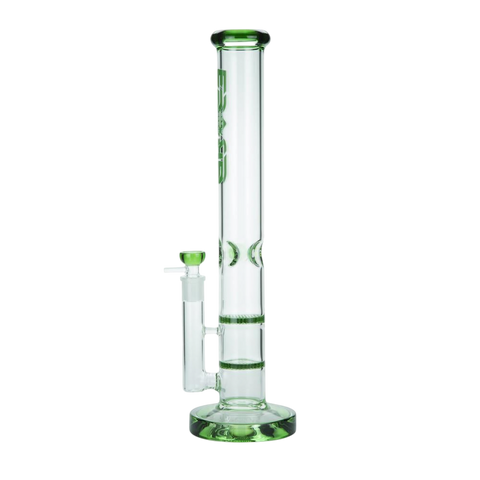 Cylinder Bong with Twin Honeycomb Percs and Ice Pinch