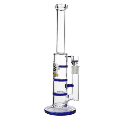 Glass Triple Disc Perc Bong Blue HoneyComb