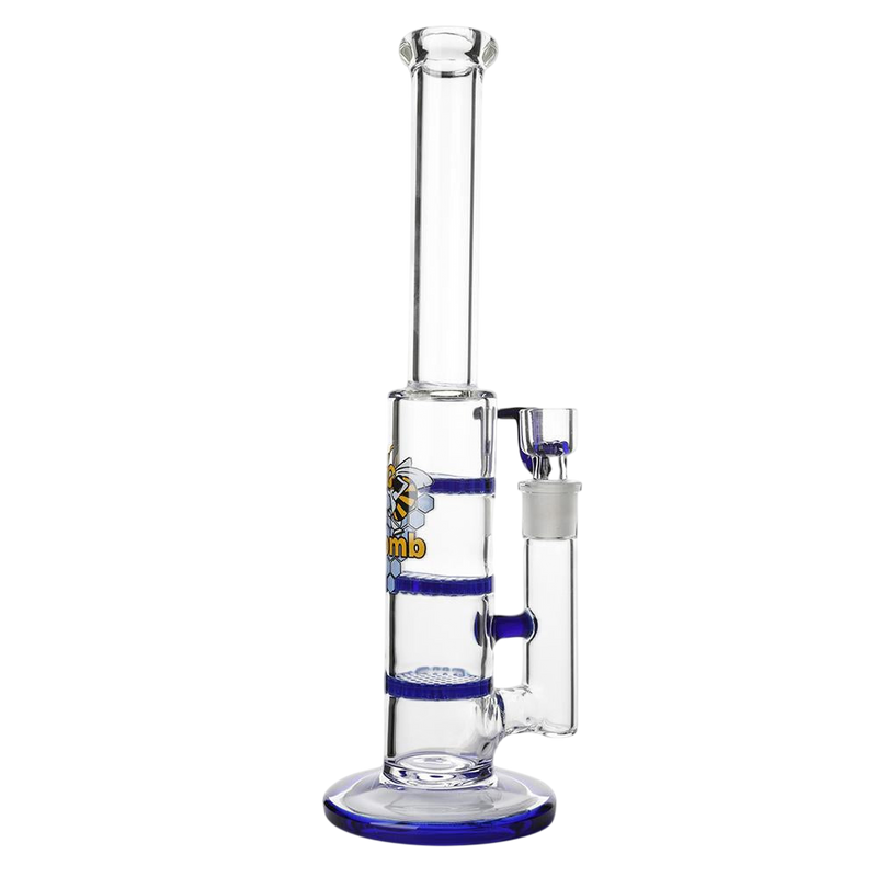 Glass Triple Disc Perc Bong Blue HoneyComb
