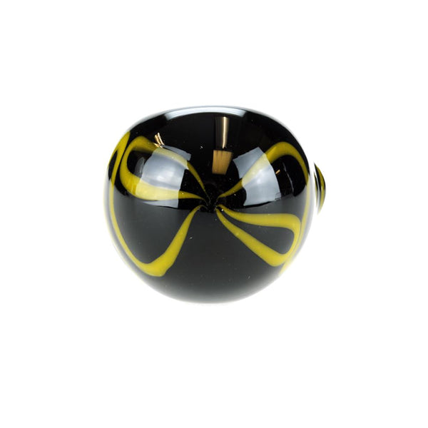 Black with Yellow Squiggles Glass Spoon Pipe