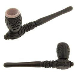Wooden Pipe with Soapstone Bowl