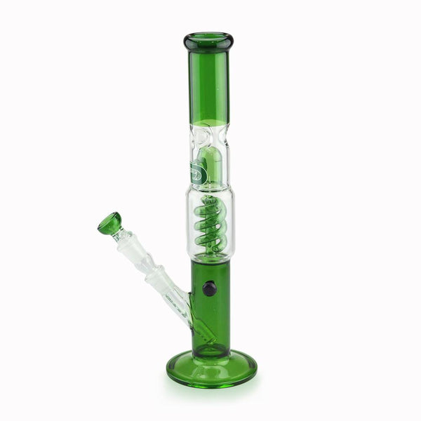 Straight Tube Bong with Ice Notches and Splash Guard Green