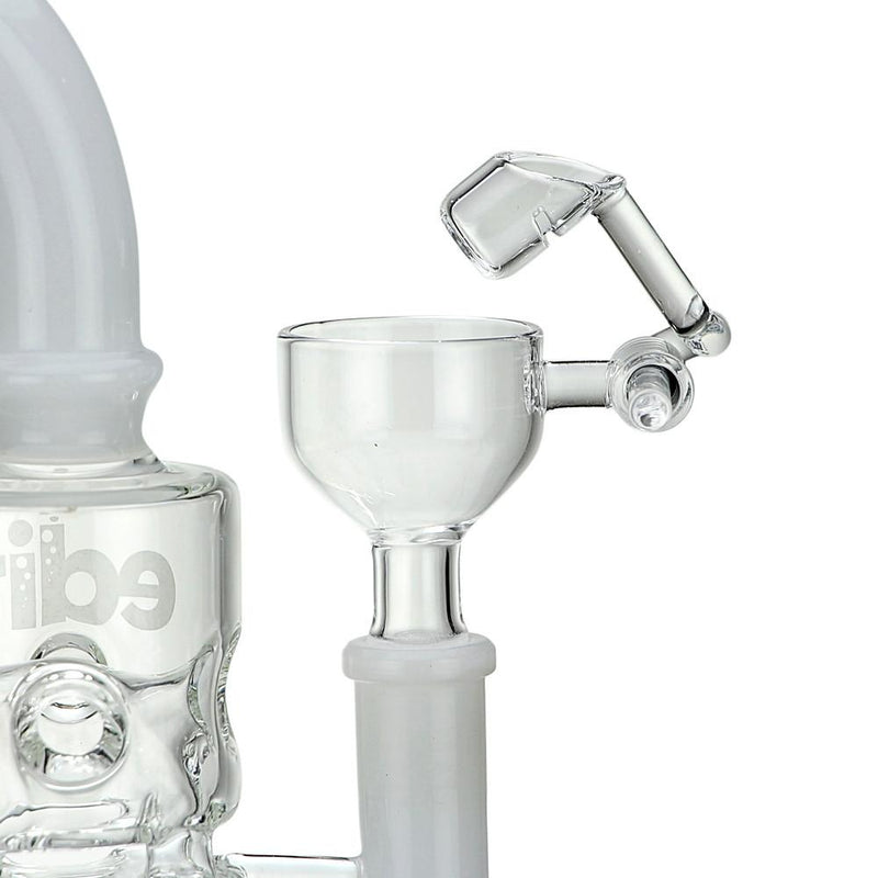 Stemless Swiss Barrel Showerhead Perc Dab Rig with Quartz Honey Bucket White Accents