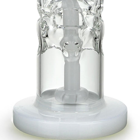Stemless Swiss Barrel Showerhead Perc Dab Rig with Quartz Honey Bucket White Accents