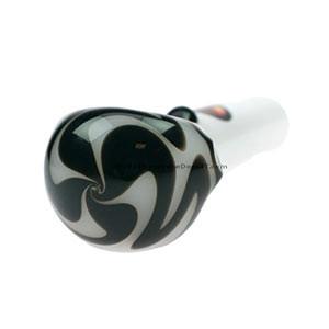 White w/Colour Swirl Bowl and Dot Hand Pipe