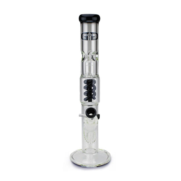 Straight Tube Spiral Perc Bong Black Cane